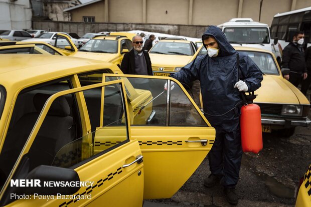 Disinfecting public transportation fleet in Rasht