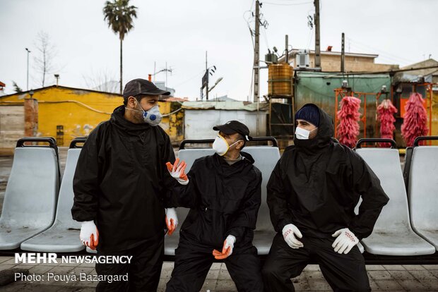 Disinfecting public transportation fleet in Rasht