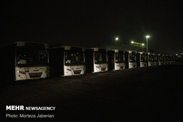 Disinfecting public transportation fleet in Ahvaz