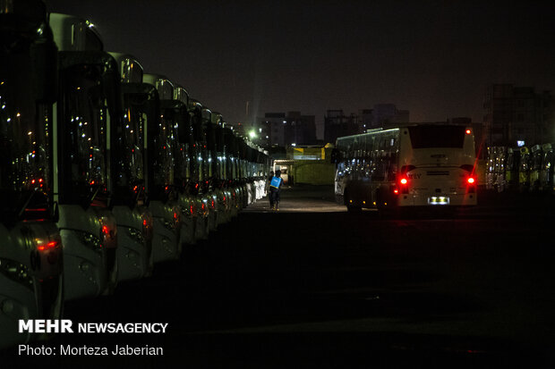 Disinfecting public transportation fleet in Ahvaz