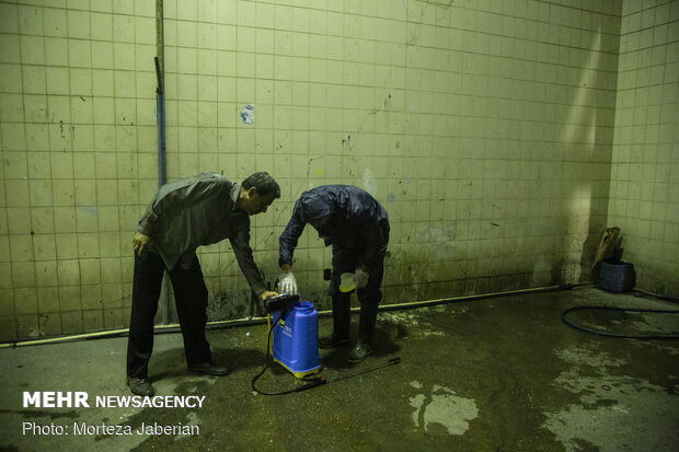 Disinfecting public transportation fleet in Ahvaz