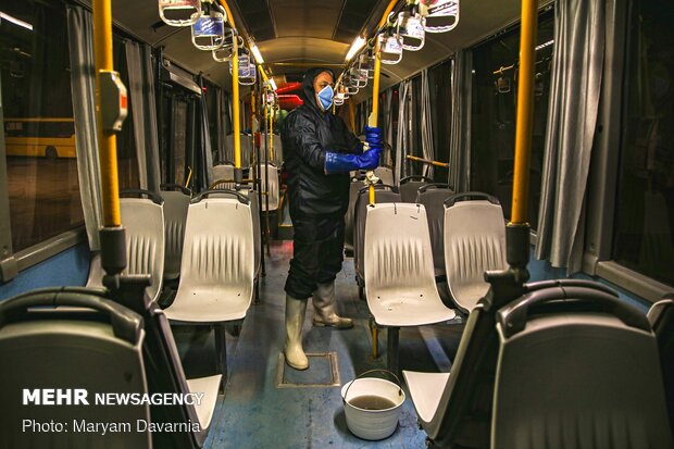 Public transportation fleet in Bojdnourd  disinfecting amid coronavirus anxiety