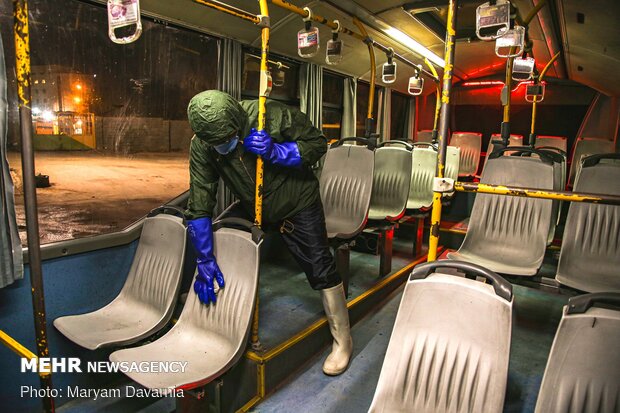 Public transportation fleet in Bojdnourd  disinfecting amid coronavirus anxiety