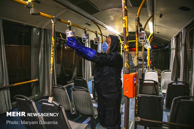 Public transportation fleet in Bojdnourd  disinfecting amid coronavirus anxiety