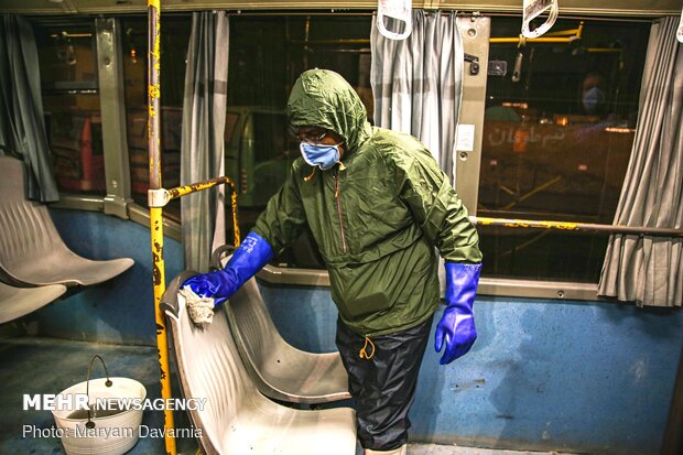 Public transportation fleet in Bojdnourd  disinfecting amid coronavirus anxiety