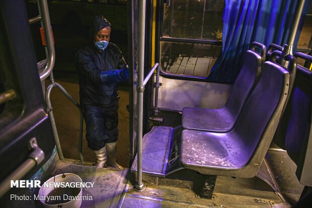 Public transportation fleet in Bojdnourd  disinfecting amid coronavirus anxiety