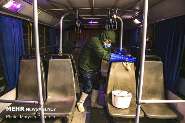 Public transportation fleet in Bojdnourd  disinfecting amid coronavirus anxiety