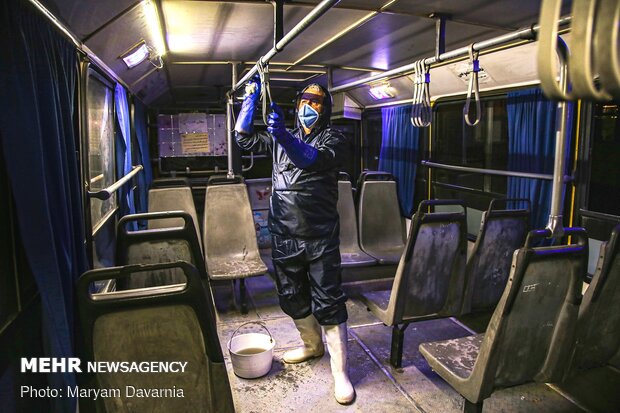 Public transportation fleet in Bojdnourd  disinfecting amid coronavirus anxiety