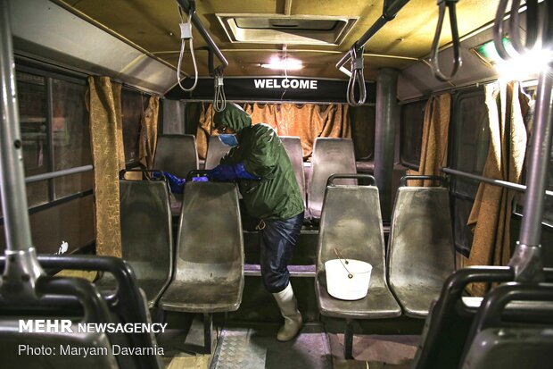 Public transportation fleet in Bojdnourd  disinfecting amid coronavirus anxiety