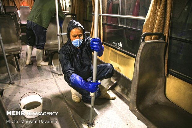 Public transportation fleet in Bojdnourd  disinfecting amid coronavirus anxiety