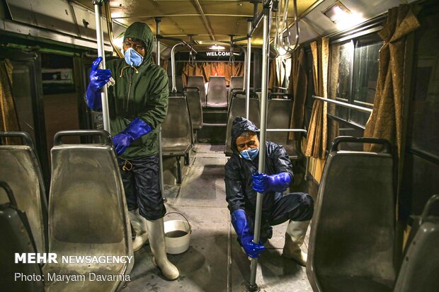 Public transportation fleet in Bojdnourd  disinfecting amid coronavirus anxiety