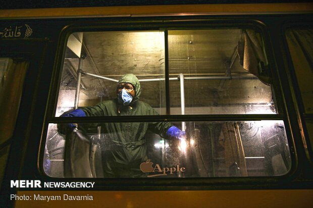 Public transportation fleet in Bojdnourd  disinfecting amid coronavirus anxiety