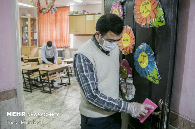 Disinfecting schools in Tabriz, East Azerbaijan