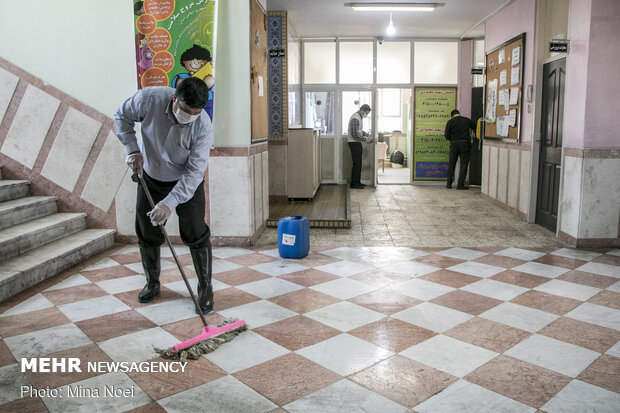 Disinfecting schools in Tabriz, East Azerbaijan