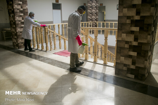 Disinfecting schools in Tabriz, East Azerbaijan