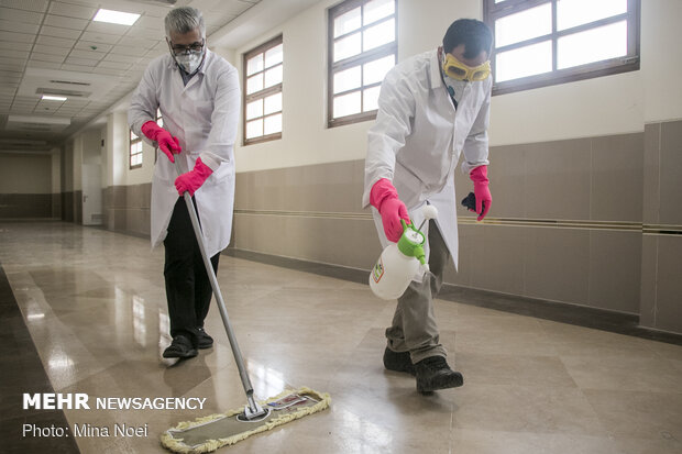 Disinfecting schools in Tabriz, East Azerbaijan