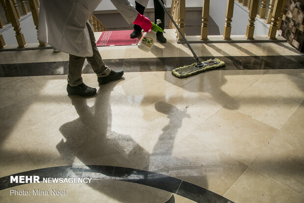 Disinfecting schools in Tabriz, East Azerbaijan