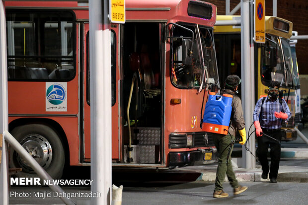 Disinfecting public transportation fleet in Yazd