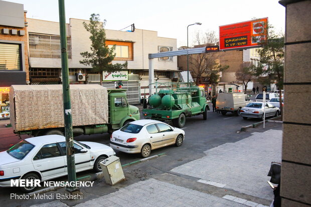 Disinfecting hospitals in Qom 