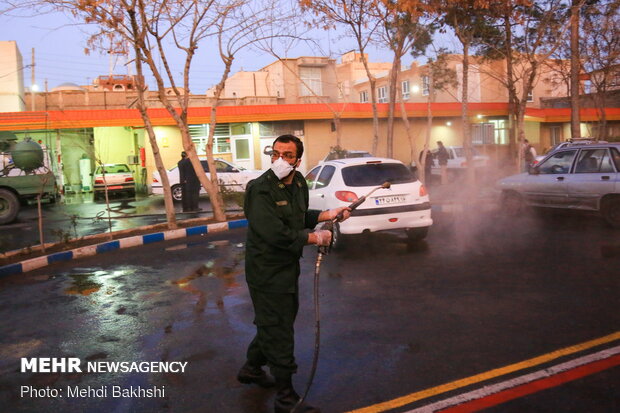 Disinfecting hospitals in Qom 