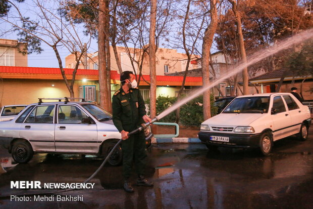 Disinfecting hospitals in Qom 