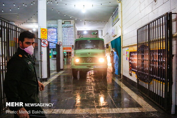 Disinfecting hospitals in Qom 