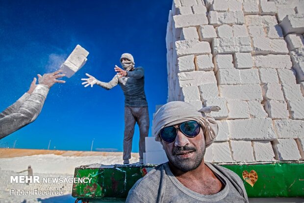 کار در معدن سنگ آهک مصر