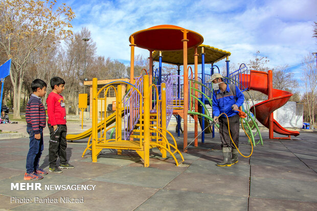 Disinfecting public places in Shahrekord