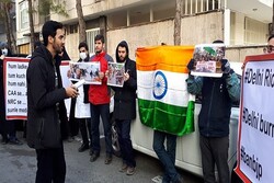 University students rally in front of Indian embassy in Tehran