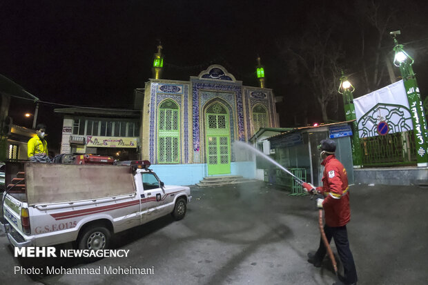 Disinfecting public, religious place in Gorgan
