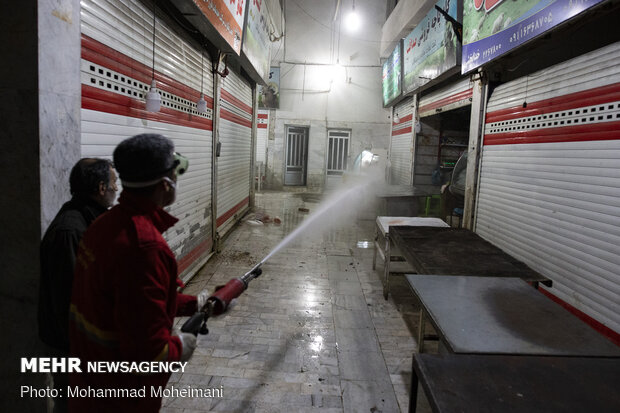 Disinfecting public, religious place in Gorgan
