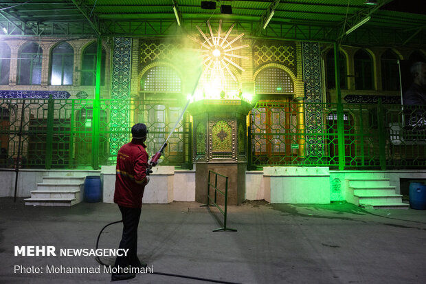 Disinfecting public, religious place in Gorgan
