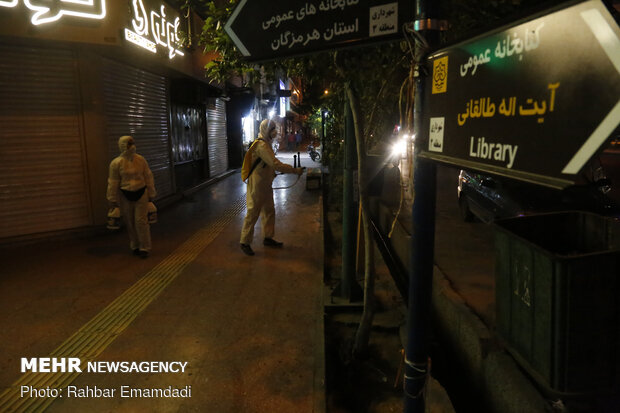 People are cooperating with fire brigade for disinfecting public places in Bandar…