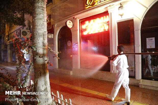 People are cooperating with fire brigade for disinfecting public places in Bandar…