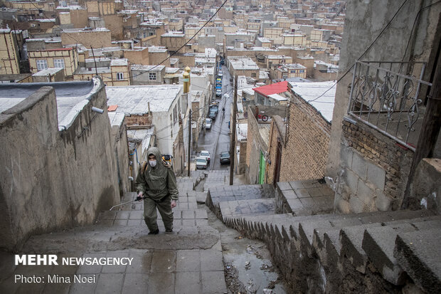 رزمایش بسیجیان تبریز برای مهار کرونا