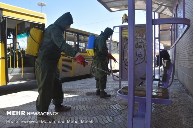 Hygienic measures to disinfect public places in Shahreza
