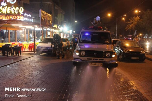 Disinfecting public places in Bandar Abbas