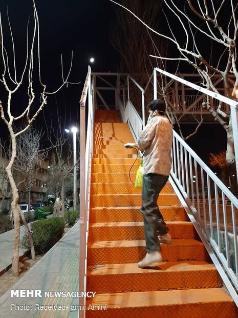 ضدعفونی سطح شهر توسط بسیج مساجد