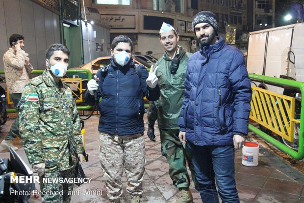 ضدعفونی سطح شهر توسط بسیج مساجد