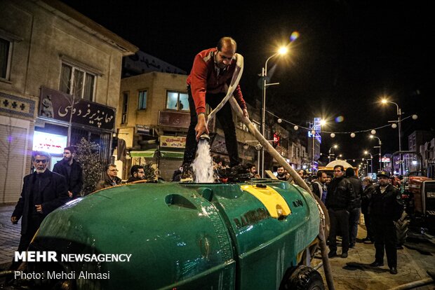 Disinfecting Zangan streets by armed forces 