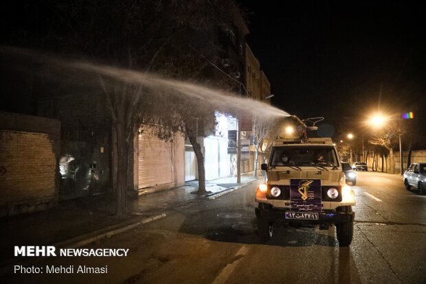 Disinfecting Zangan streets by armed forces 