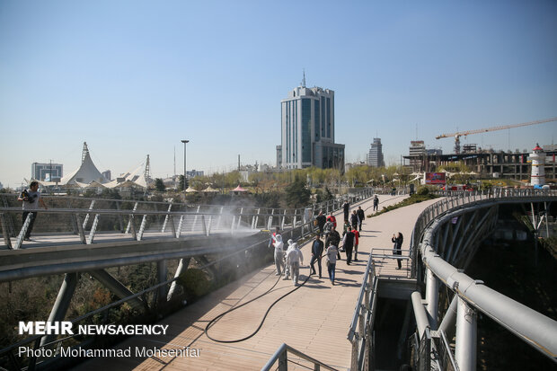 Disinfecting Tabiat Bridge in Tehran against COVID-19
