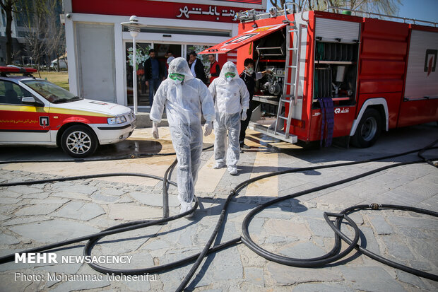 Disinfecting Tabiat Bridge in Tehran against COVID-19
