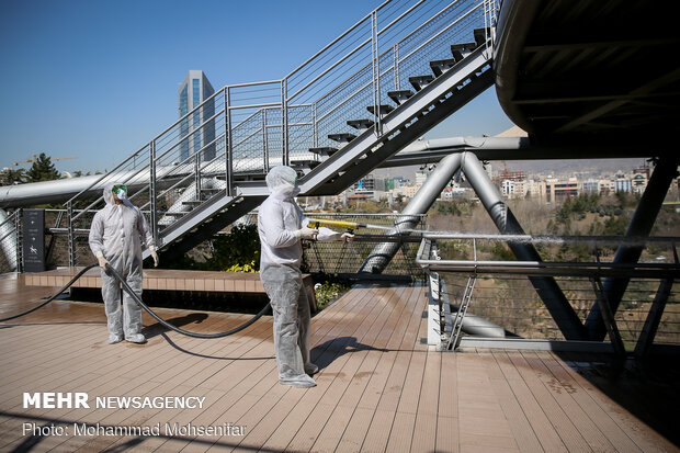 Disinfecting Tabiat Bridge in Tehran against COVID-19
