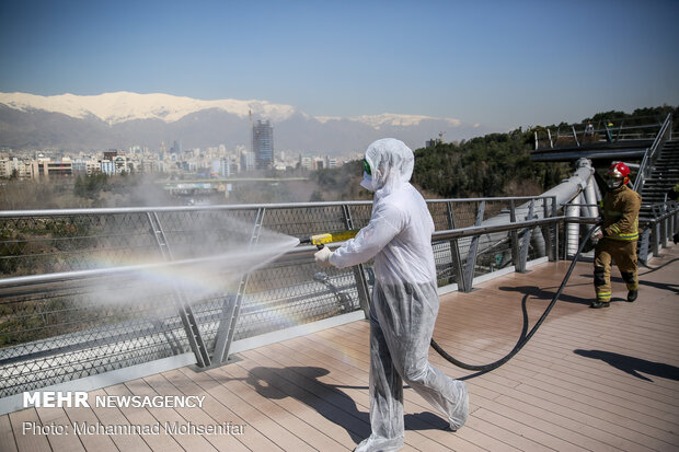 Disinfecting Tabiat Bridge in Tehran against COVID-19
