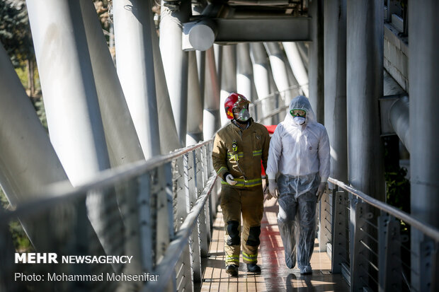 Disinfecting Tabiat Bridge in Tehran against COVID-19
