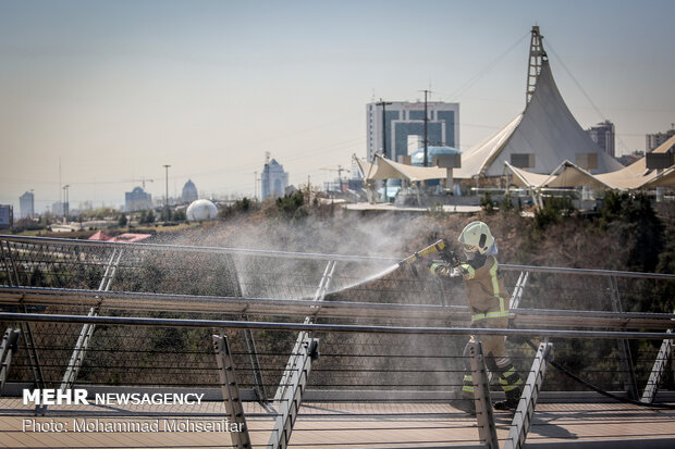 Disinfecting Tabiat Bridge in Tehran against COVID-19
