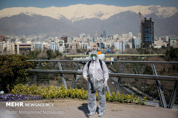 Disinfecting Tabiat Bridge in Tehran against COVID-19
