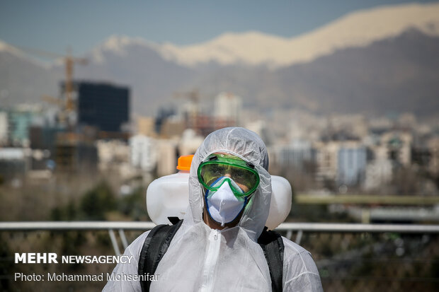 Disinfecting Tabiat Bridge in Tehran against COVID-19
