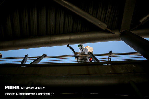 Disinfecting Tabiat Bridge in Tehran against COVID-19
